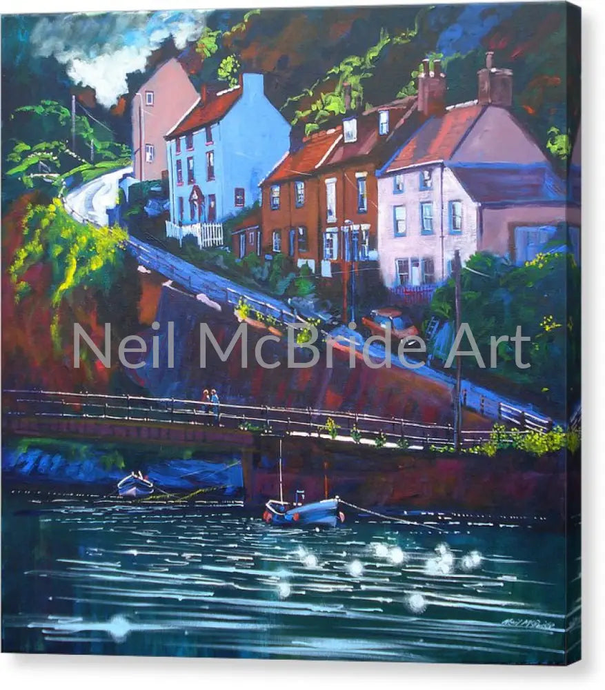 Cowbar Staithes Canvas Print 14.000’’ x 14.000’’ / Mirrored / Glossy Canvas Print