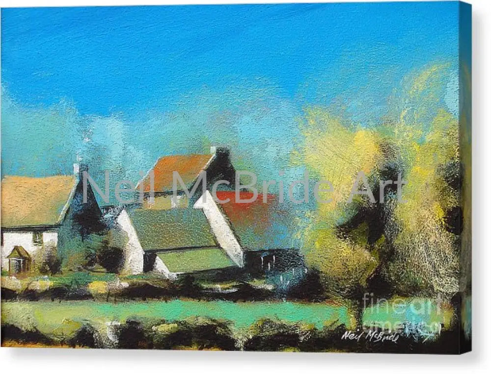 Crich Farm Canvas Print 14.000’’ x 9.250’’ / Mirrored / Glossy Canvas Print