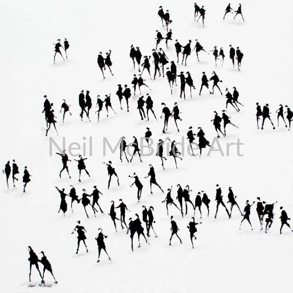 Dance Practice original crowd art on canvas Paintings