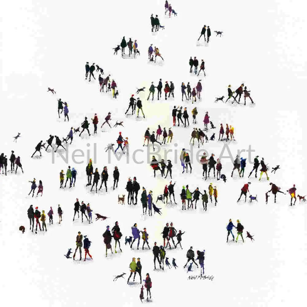 Dog Training Crowd original painting on canvas Paintings