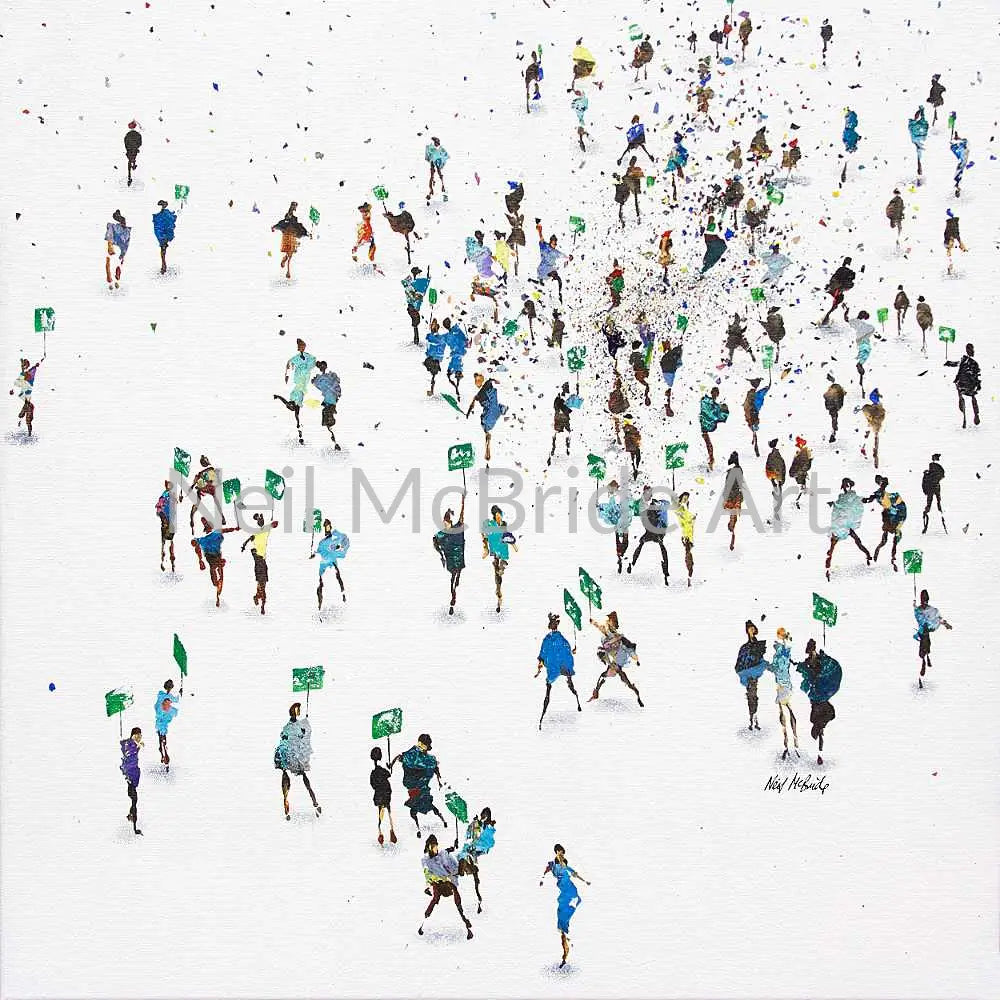 Green Protest original painting on canvas. Paintings