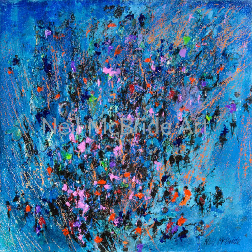 Moonlit Party – Original crowd painting on board. Paintings