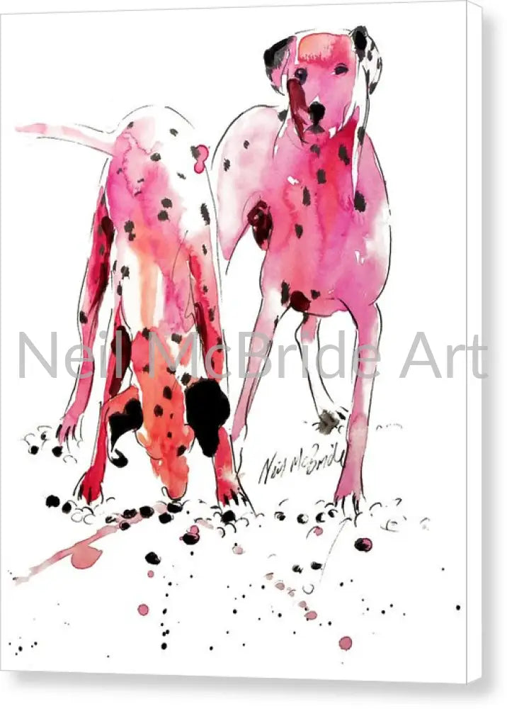 Pink Dalmations Canvas Print 16.125’’ x 20.000’’ / White / Glossy Canvas Print