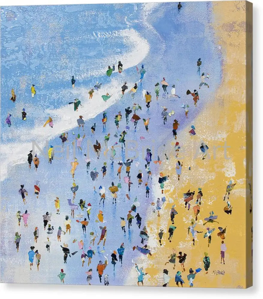 Playing On The Shoreline Canvas Print 14.000’’ x 14.000’’ / Mirrored / Glossy Canvas Print