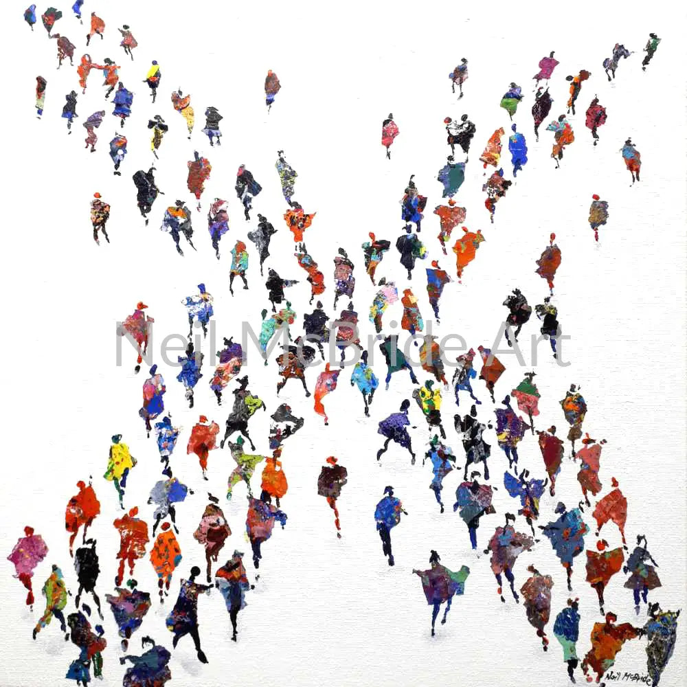 Recalling The Extras original painting of a crowd of people on canvas. Paintings