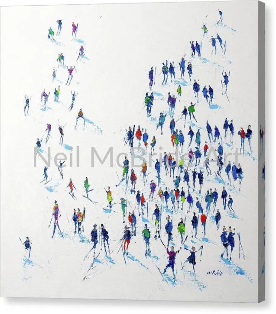 Skiing Canvas Print 16’’ x 16’’ / Mirrored / Glossy Canvas Print