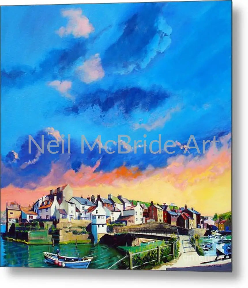 Staithes At Sundown Metal Print 14.000’’ x 14.000’’ Metal Print