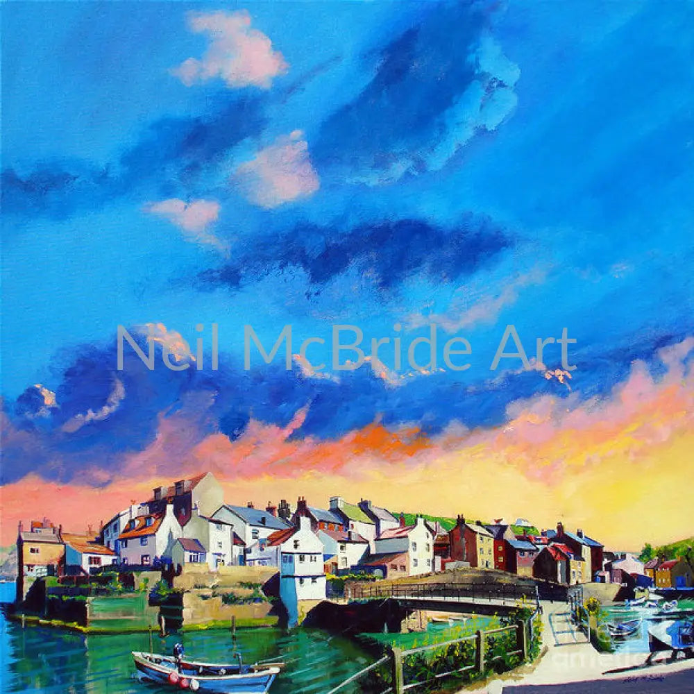 Staithes At Sundown Paper Prints 14.000’’ x 14.000’’ / Somerset Velvet Art Print