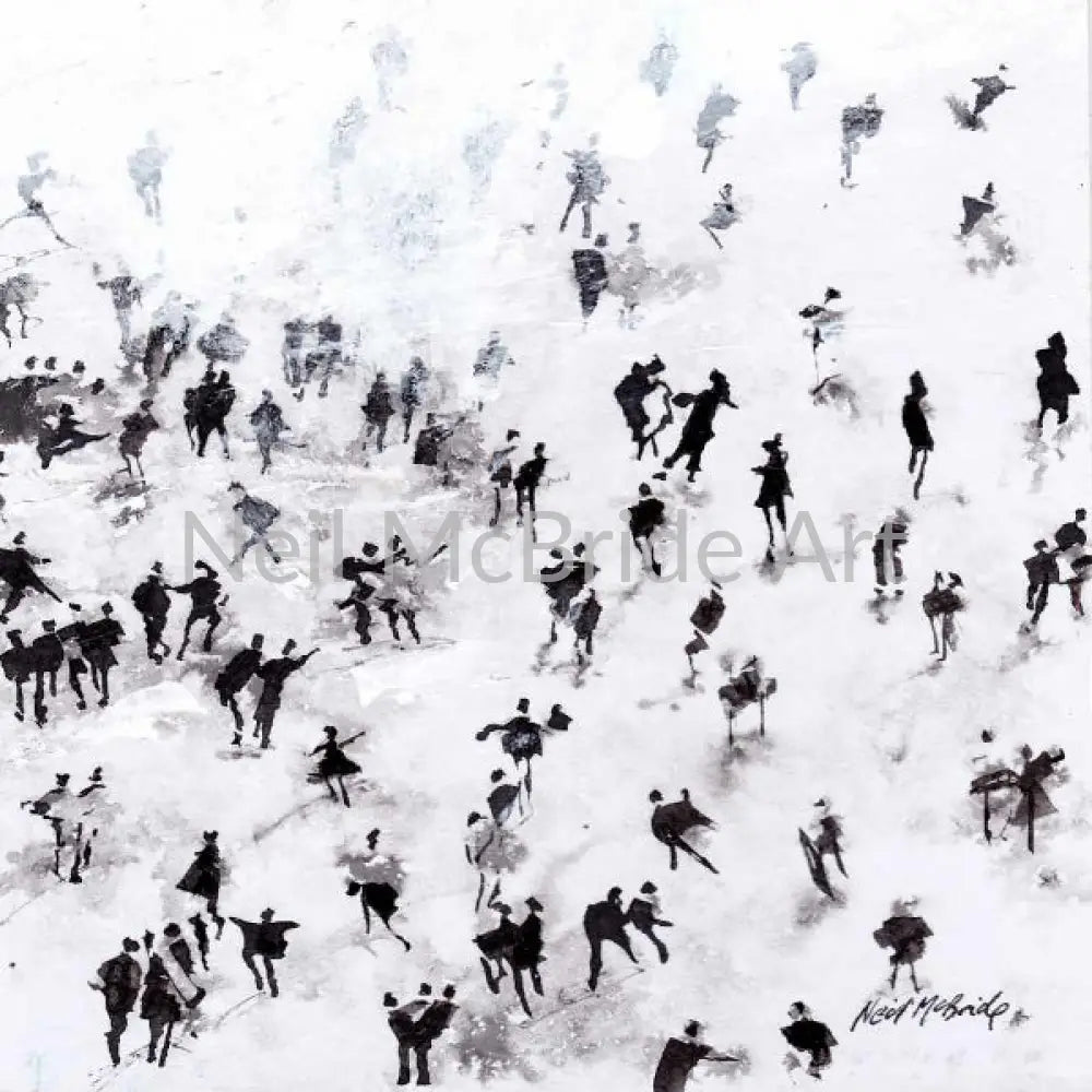 Thawing – Original crowd painting of silliness in the snow. Paintings