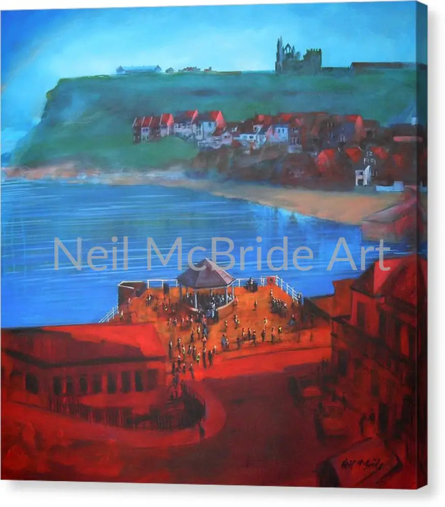 Whitby Bandstand And Smokehouses Canvas Prints 16.000’’ x 16.000’’ / Mirrored / Glossy Canvas Print
