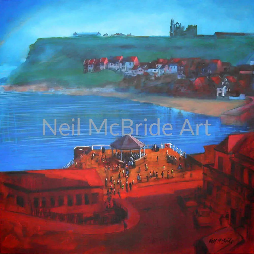 Whitby Bandstand and Smokehouses original painting on canvas Paintings