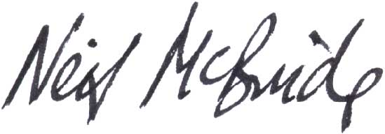 Signature of artist Neil McBride in black ink on a white background. © Neil McBride 2026