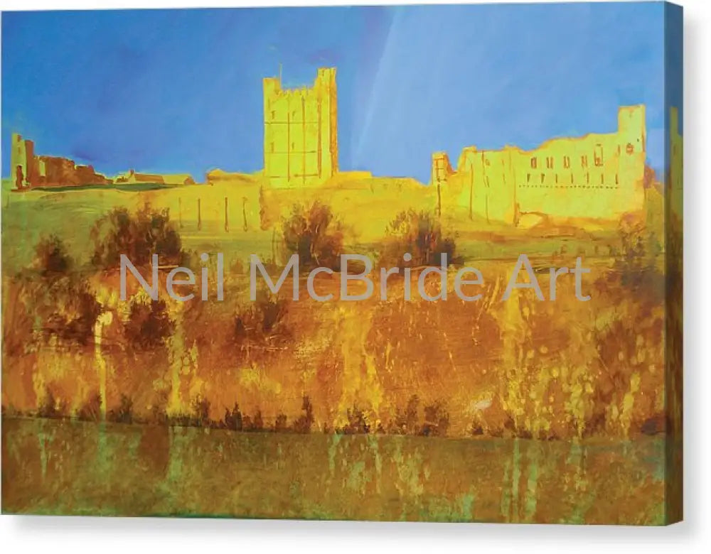 Richmond Castle In Gold Canvas Prints 16.000’’ x 10.750’’ / Mirrored / Glossy Canvas Print