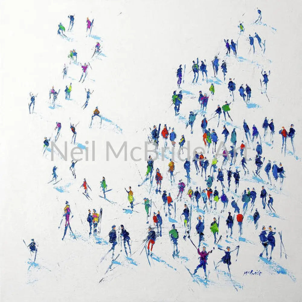 Skiing Art Prints on textured paper 12’’ x 12’’ / Watercolor Paper Art Print