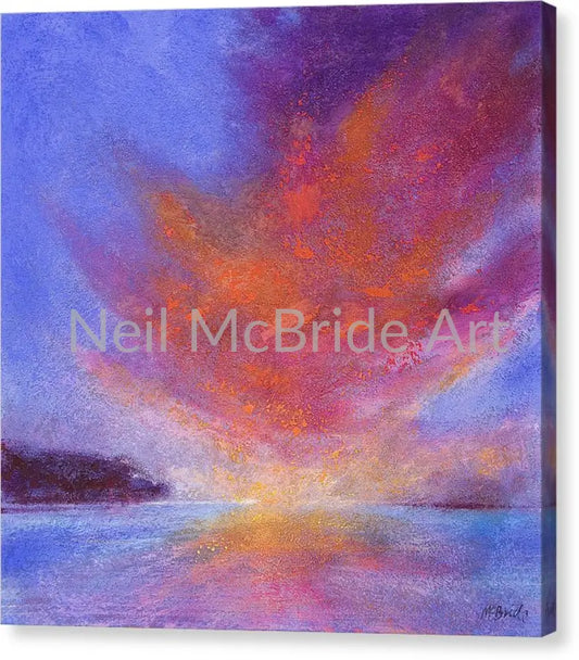 Sunset Canvas Print in a rainbow of colours. 14.000’’ x 14.000’’ / Mirrored / Glossy Canvas Print
