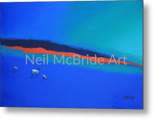 Three Blues And A Red Metal Print 14.000’’ x 9.125’’ Metal Print