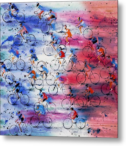 The Tour de France cycle race peloton is brought to life on these bleu, blanc and rouge precision metal prints © Neil McBride 2019