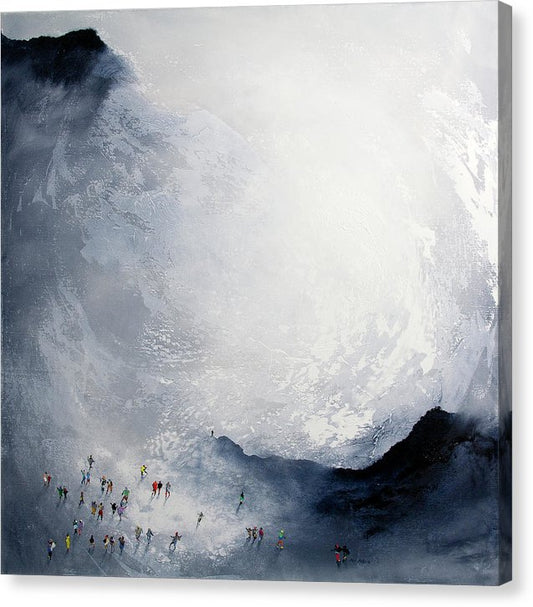 Weather inspired landscape Art on canvas featuring a large group of people in awe of its grandeur. © Neil McBride 2023