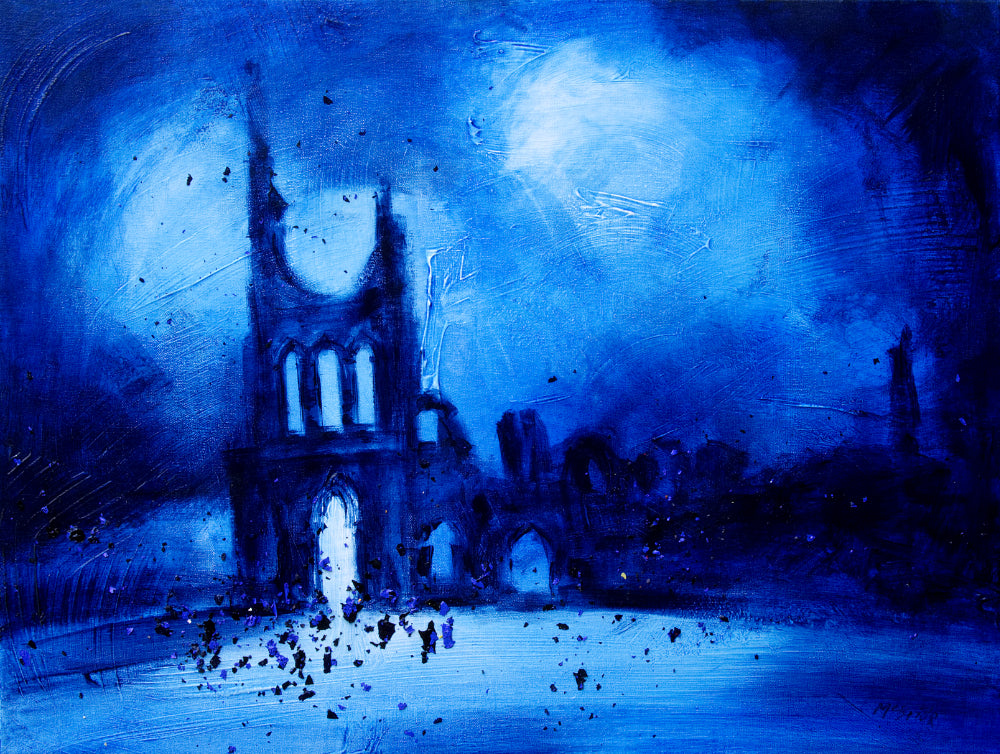 Byland Abbey Revisited - A Yorkshire art original painting from the studio of Neil McBride .