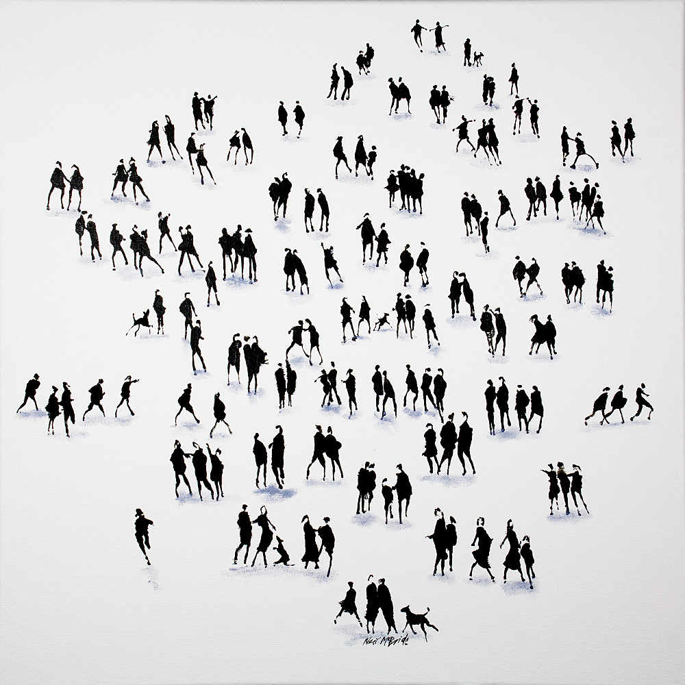 Dog themed silhouette art crowd on canvas by © Neil McBride 2020