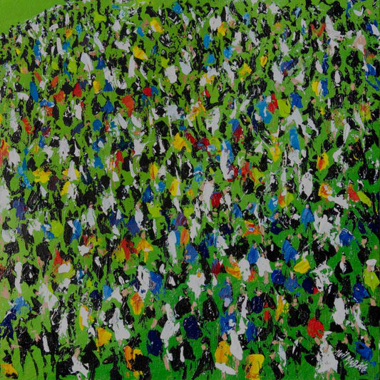 Original painting of a crowd titled Race Day  by Neil McBride ©Neil McBride 2021