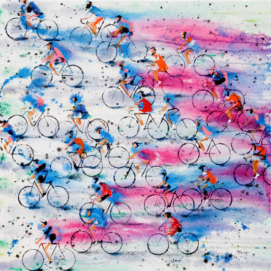 Cycling wall art original by Neil McBride Art