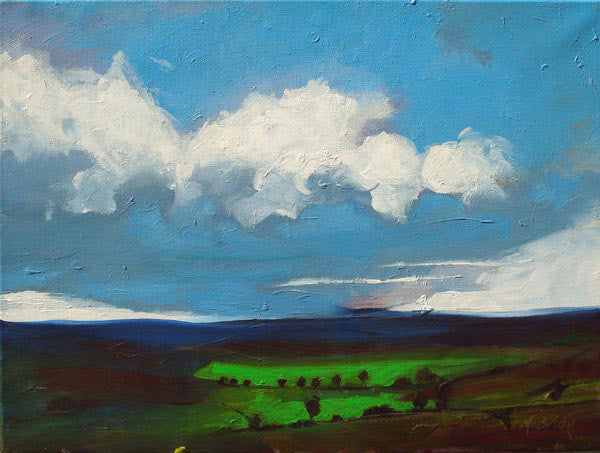 Yorkshire landscape painting on canvas of the North York Moors titled Changes. © Neil McBride 2020