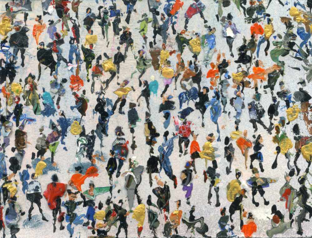 Small painting of Crowds titled Gold Mined © Neil McBride 2019