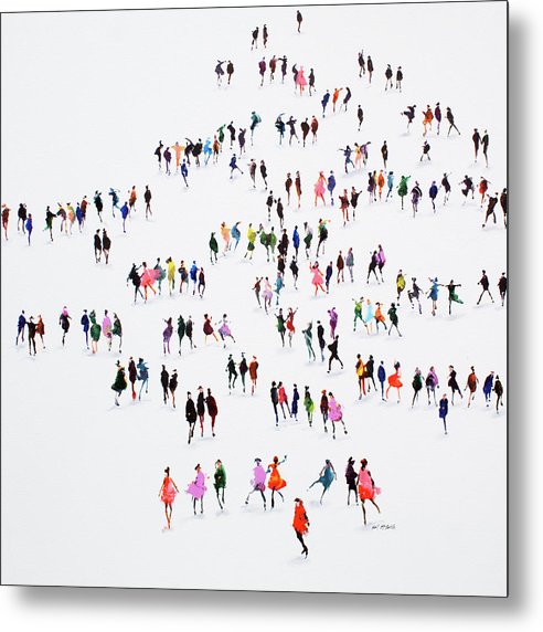 Happy shiny crowd of people captured on super shiny metal prints by Neil McBride