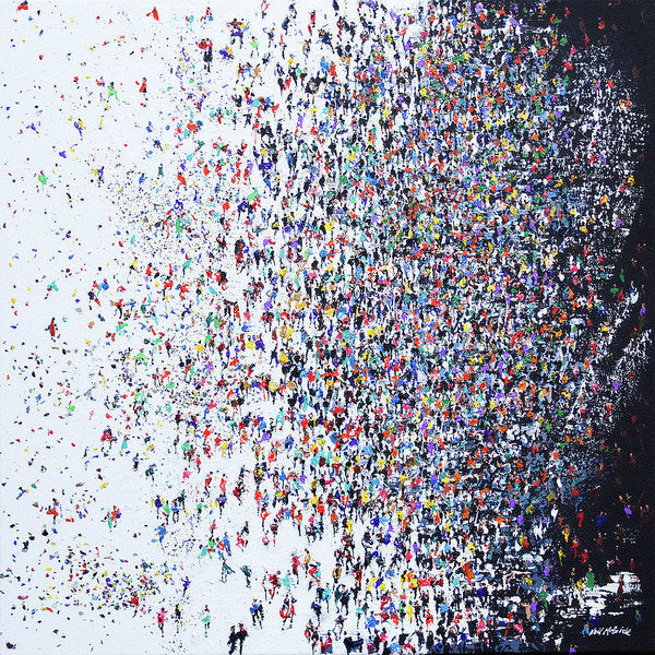Migration crowd of people by British artist Neil McBride